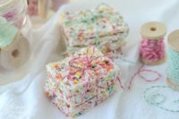 3 Ingredient Fruity Pebble Bark made with coconut, white chocolate & fruity pebble cerael.