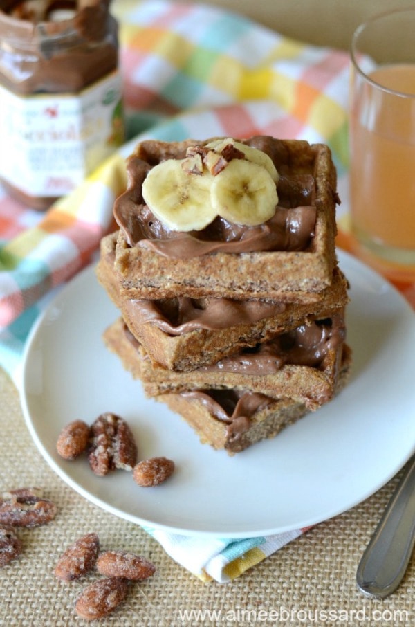 Hazelnut Fluff Mini Banana Waffles • Aimee's Pretty Palate