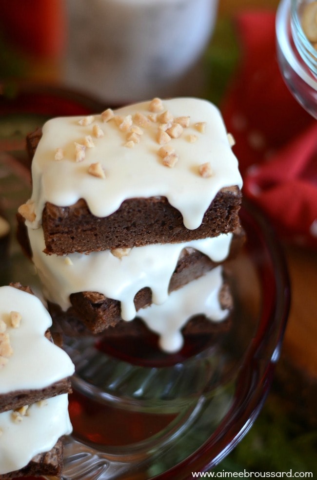 Toffee Chocolate Brownies with Cashew Frosting