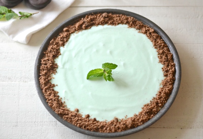 Grasshopper Pie with Thin Mint Cookie Crust