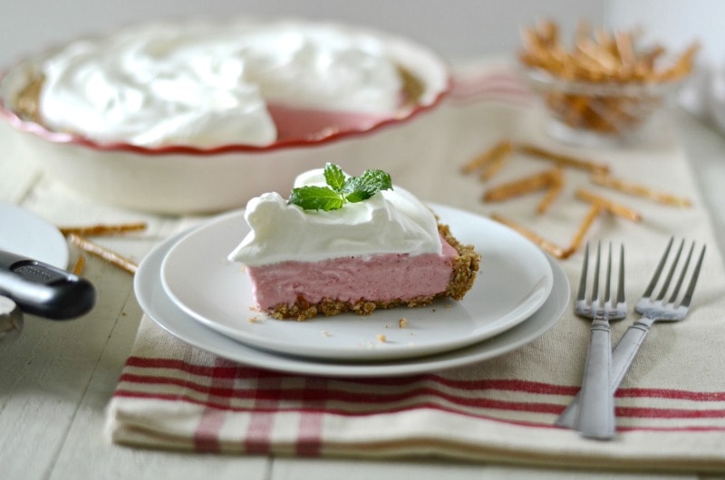 Strawberry Mousse Pretzel Pie