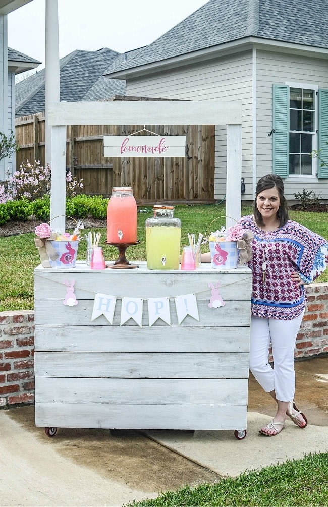 Easter Egg Hunt Lemonade Stand with rolling wheels/ Aimee Broussard Blog 