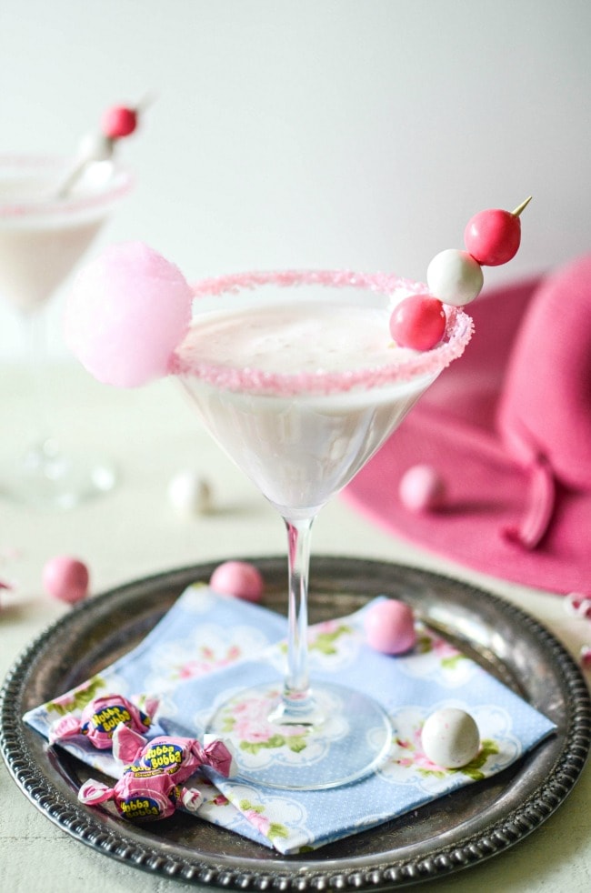 Bubble Gum Cotton Candy Martinis with Bubble Gum Flavored Vodka