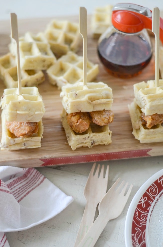 Chicken & Pecan Waffle Sandwich Bites 