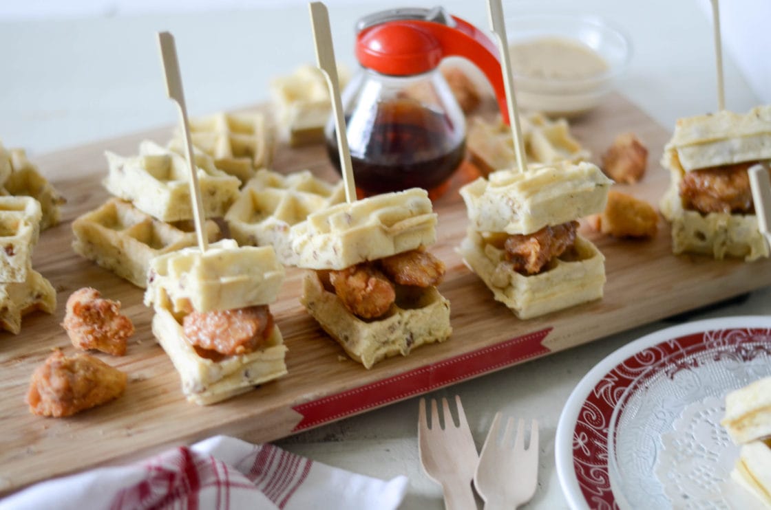 Chicken & Pecan Waffle Sandwich Bites