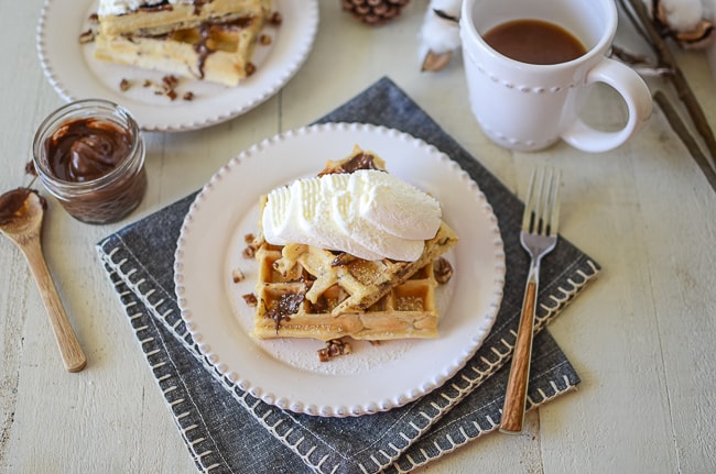 Pecan Waffles with Nutella