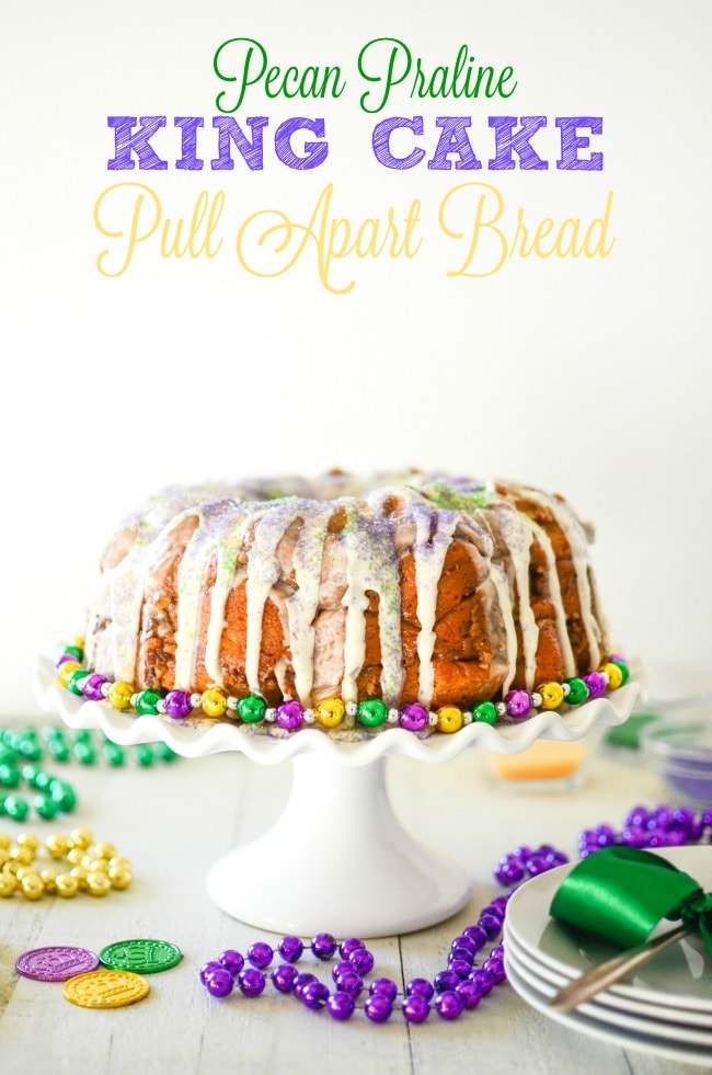 Pecan Praline King Cake Pull Apart Bread 
